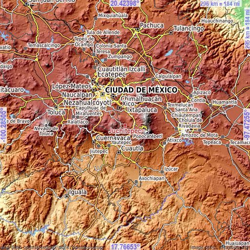 Topographic map of Juchitepec