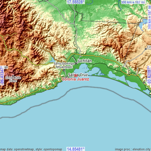 Topographic map of Colonia Juárez