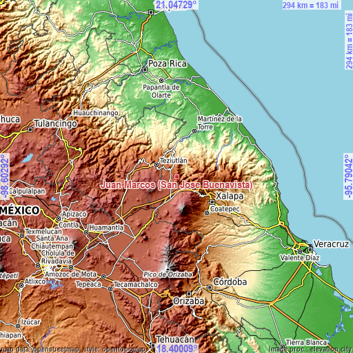 Topographic map of Juan Marcos (San José Buenavista)