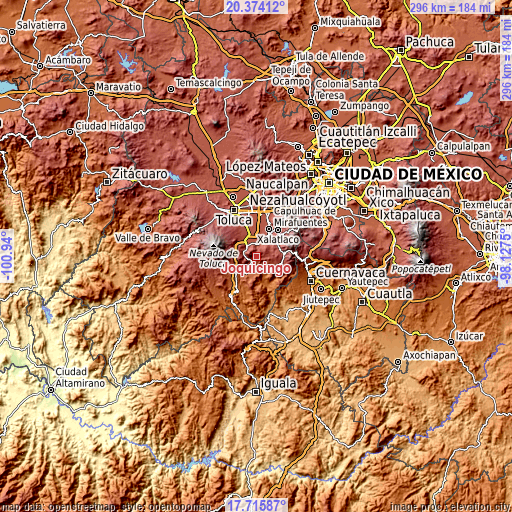 Topographic map of Joquicingo