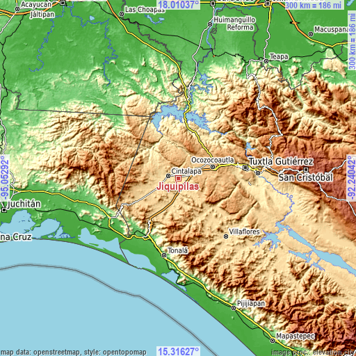 Topographic map of Jiquipilas