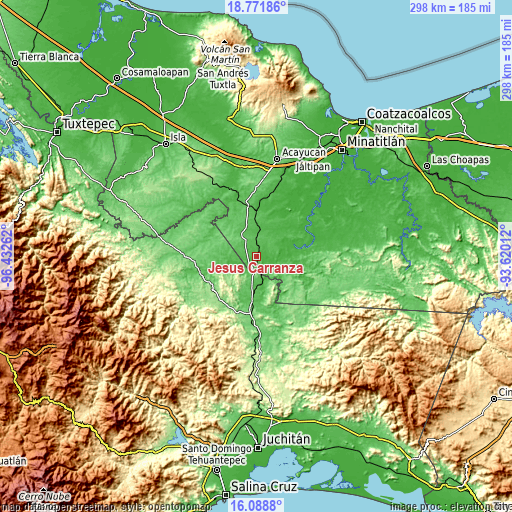 Topographic map of Jesús Carranza