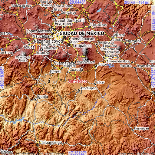 Topographic map of Jantetelco