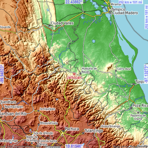 Topographic map of Jaltocan