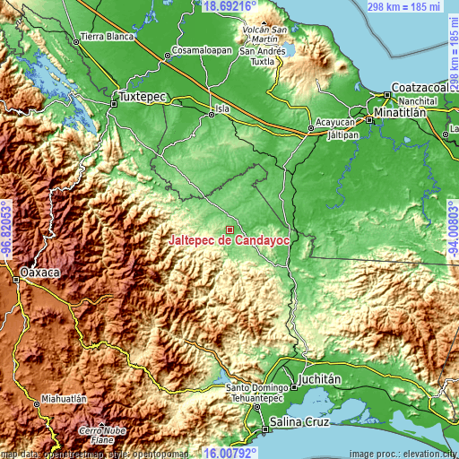 Topographic map of Jaltepec de Candayoc