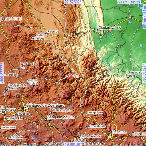 Topographic map of Jalpan