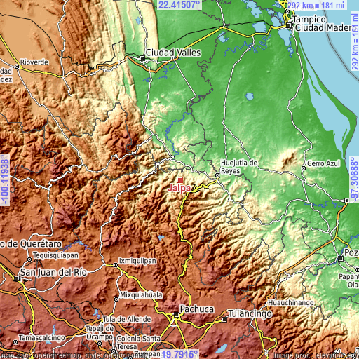 Topographic map of Jalpa