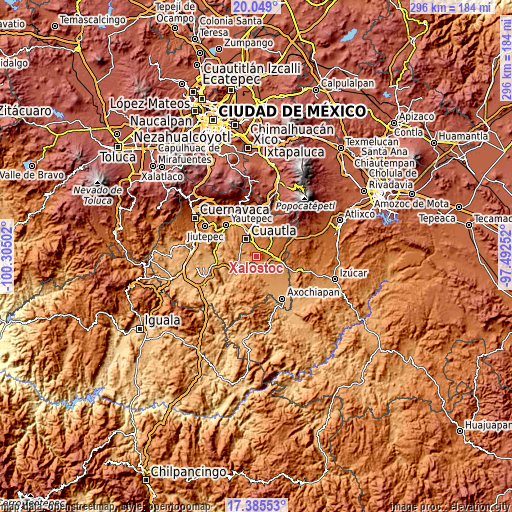 Topographic map of Xalostoc