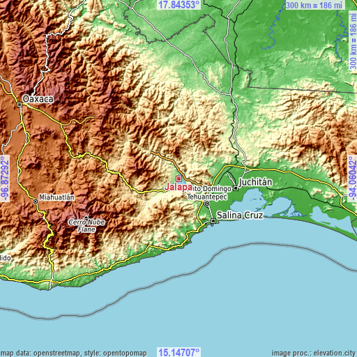 Topographic map of Jalapa