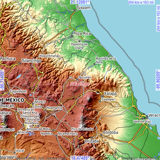 Topographic map of Jalacingo