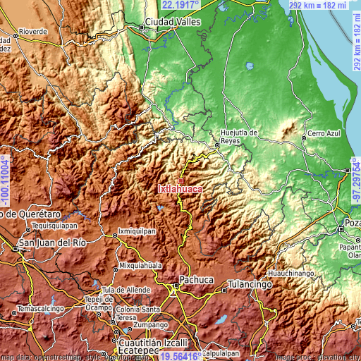 Topographic map of Ixtlahuaca