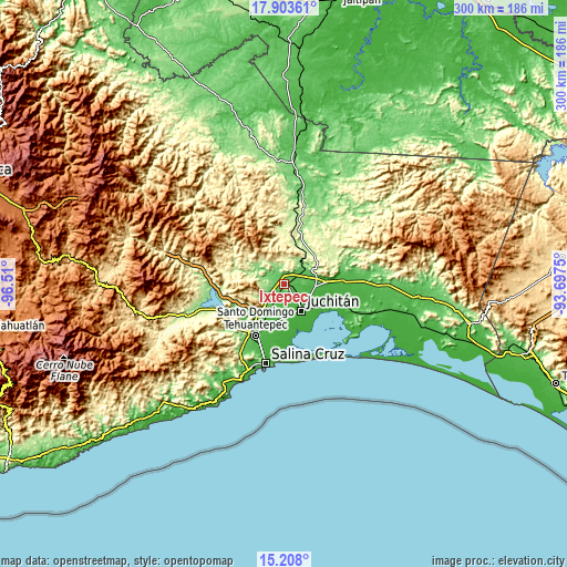 Topographic map of Ixtepec