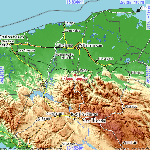 Topographic map of Ixtapangajoya