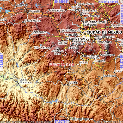 Topographic map of Ixtapan de la Sal