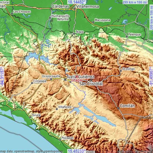 Topographic map of Ixtapa