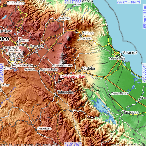 Topographic map of Ixtaczoquitlán
