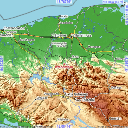 Topographic map of Ixtacomitán