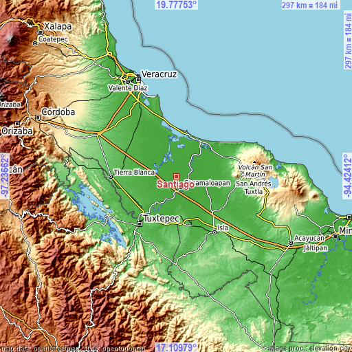 Topographic map of Santiago