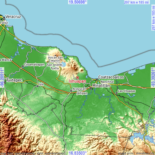 Topographic map of Ixhuapán