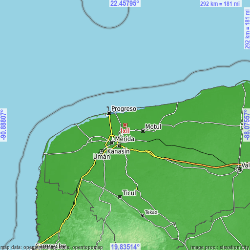 Topographic map of Ixil