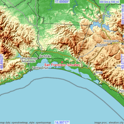 Topographic map of San Francisco Ixhuatan