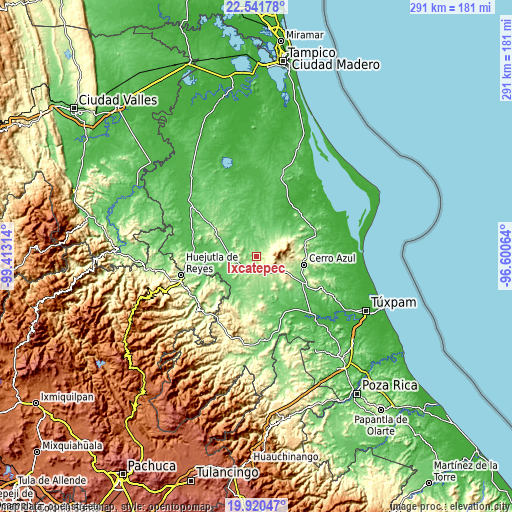 Topographic map of Ixcatepec