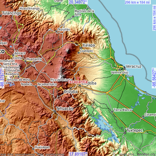 Topographic map of Ixcapantla