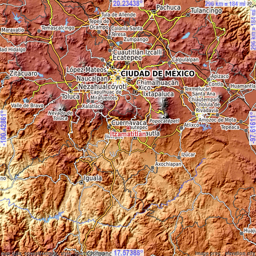 Topographic map of Itzamatitlán
