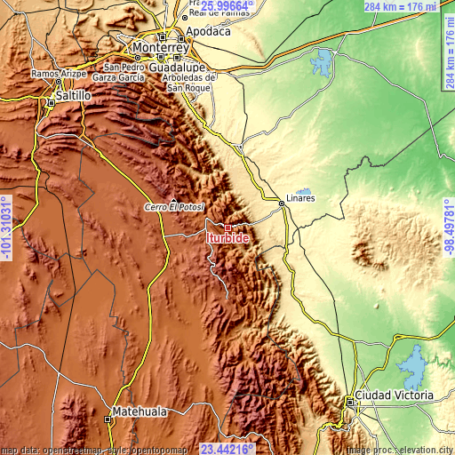 Topographic map of Iturbide