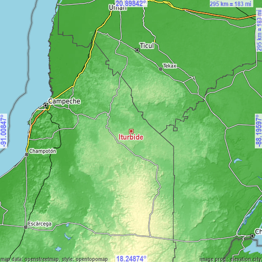 Topographic map of Iturbide
