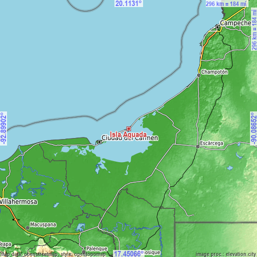 Topographic map of Isla Aguada