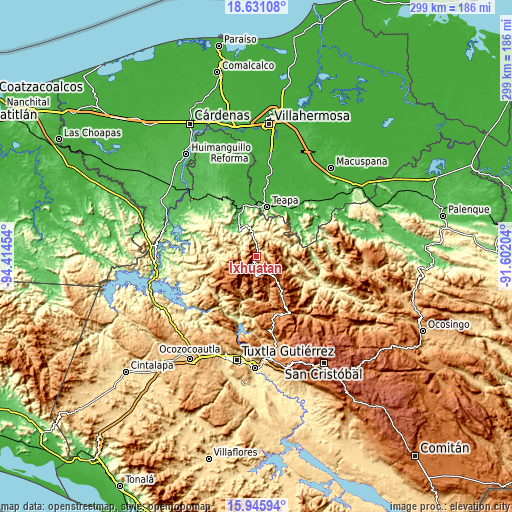 Topographic map of Ixhuatán