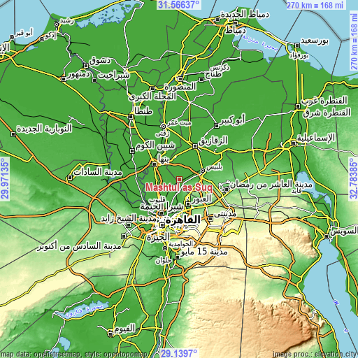 Topographic map of Mashtūl as Sūq