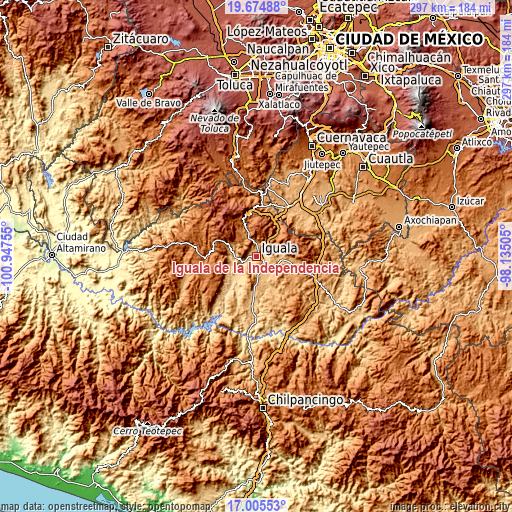 Topographic map of Iguala de la Independencia