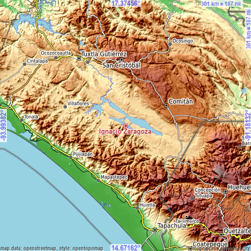 Topographic map of Ignacio Zaragoza