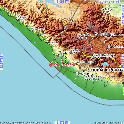 Topographic map of Ignacio Zaragoza