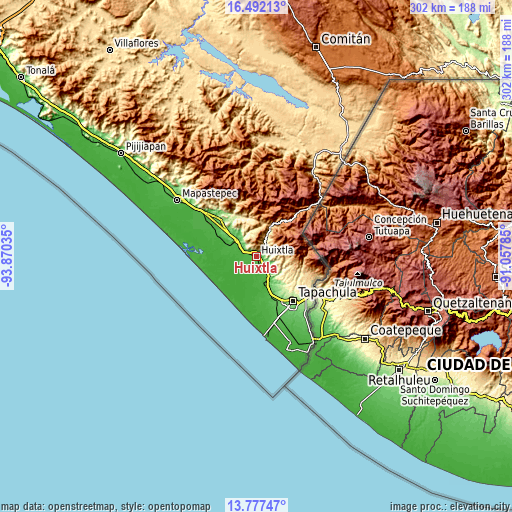 Topographic map of Huixtla