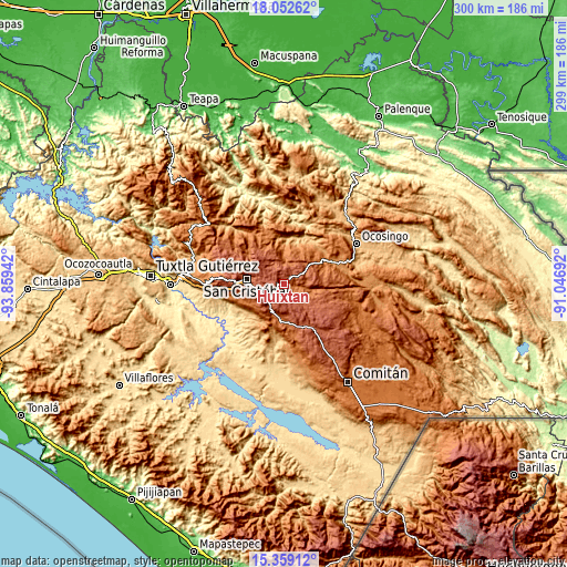 Topographic map of Huixtán