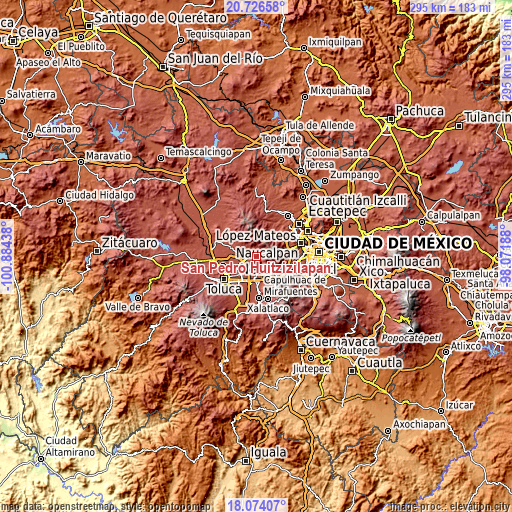 Topographic map of San Pedro Huitzizilapan