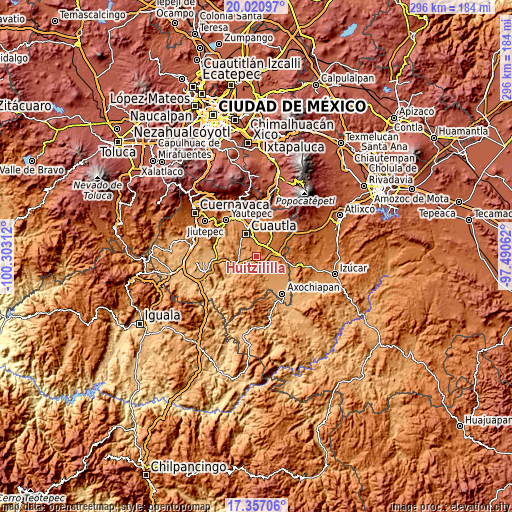 Topographic map of Huitzililla
