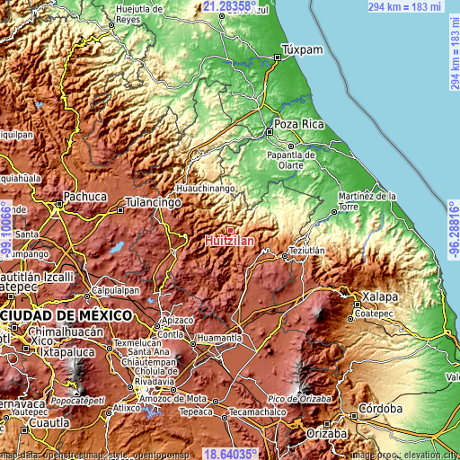 Topographic map of Huitzilan