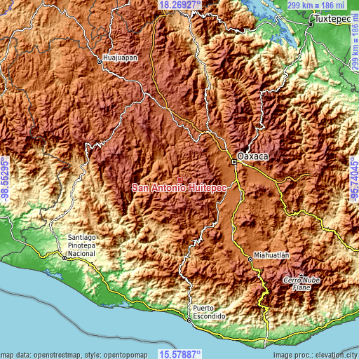 Topographic map of San Antonio Huitepec