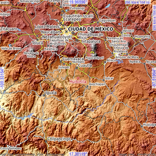 Topographic map of Huitchila