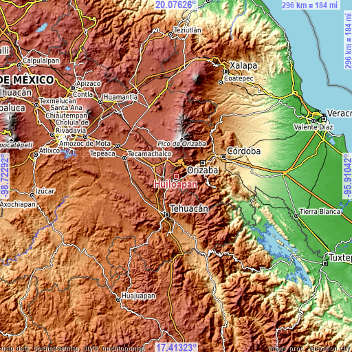 Topographic map of Huiloapan