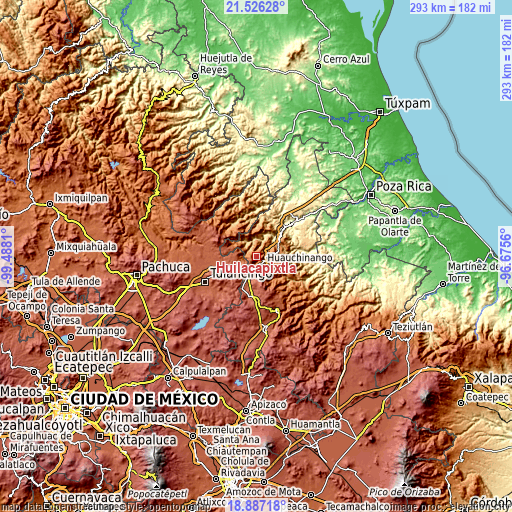 Topographic map of Huilacapixtla