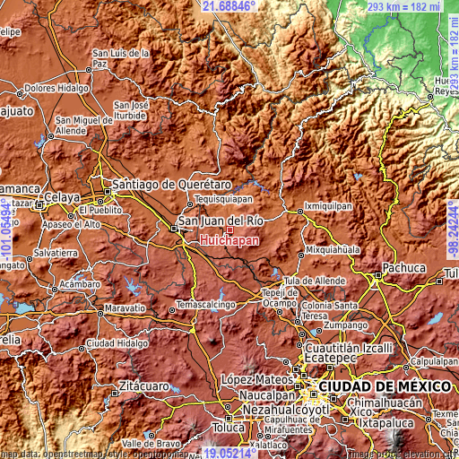 Topographic map of Huichapan