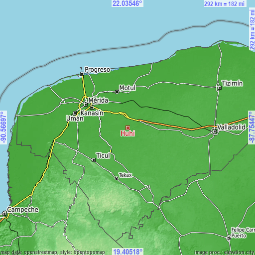 Topographic map of Huhi