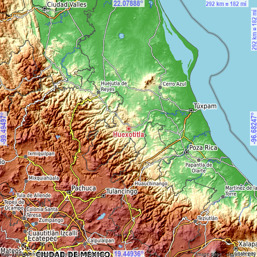 Topographic map of Huexotitla