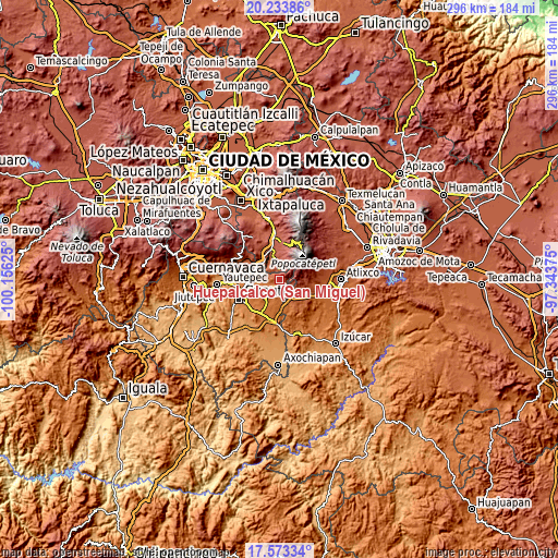 Topographic map of Huepalcalco (San Miguel)