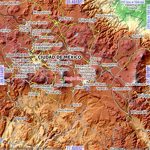 Topographic map of Huejotzingo